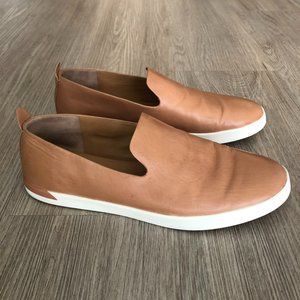 Vince Leather Camel-Colored Slip-On Sneakers, 7.5